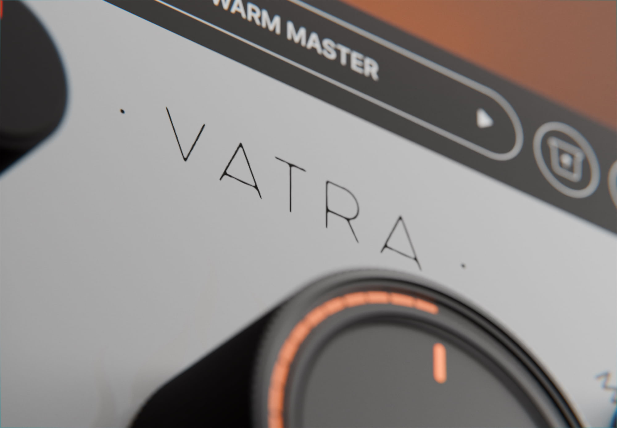 VATRA — logotype and preset bar macro detail